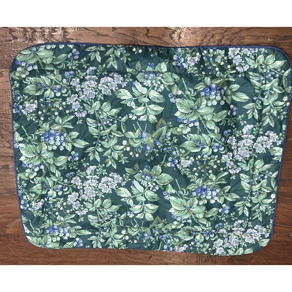 LAURA ASHLEY BRAMBLE BERRY GREEN BLUE PURPLE FLORAL PILLOW SHAM VINTAGE